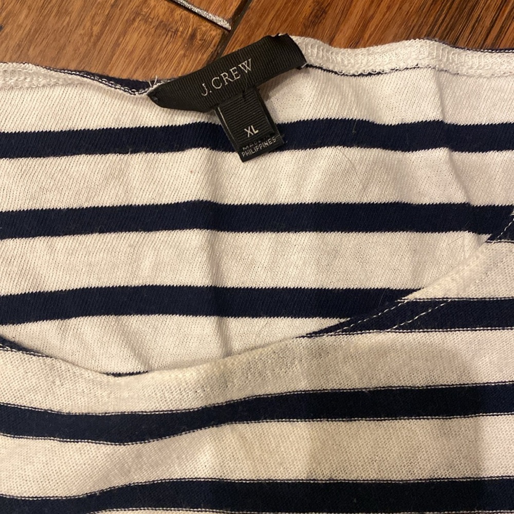 J Crew XL navy/cream striped top - Picture 3 of 6